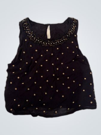 Black Beaded Sleeveless Top