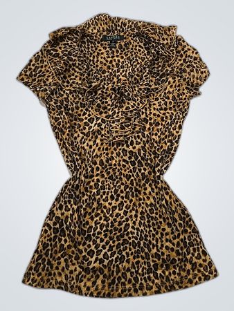 Ralph Lauren Leopard Print Ruffle Blouse