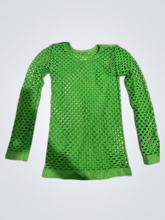 Unbranded Green Sheer Mesh Long Sleeve Blouse