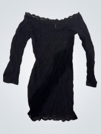 BESIRED Black Lace Off-The-Shoulder Dress
