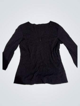 Mango Black Long Sleeve V-Neck Blouse