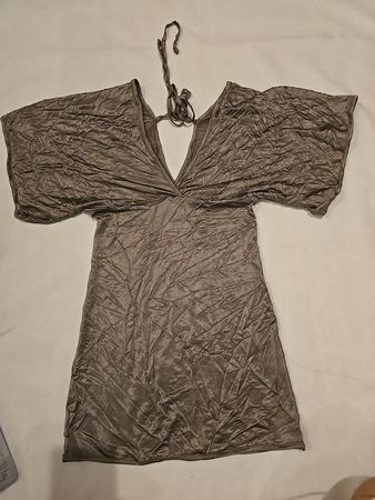 Brown Satin Tie-Top Dress