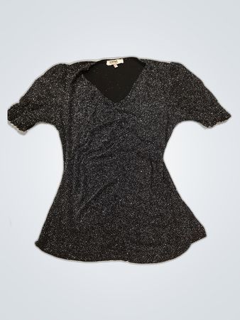 Koton Black Sparkly V-Neck Blouse