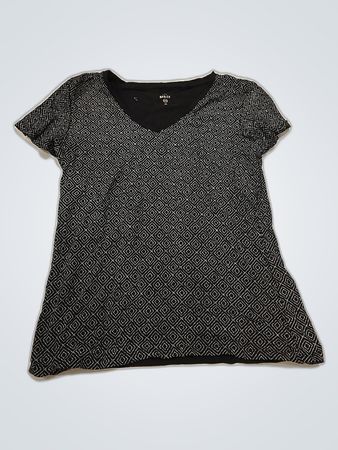 The Basics Black Geometric Print V-Neck T-Shirt