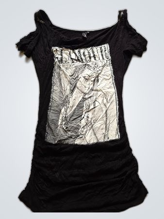 Coolcat Black Off-Shoulder Printed Top