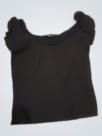Tommy Hilfiger Black Off-Shoulder Ruffle Blouse