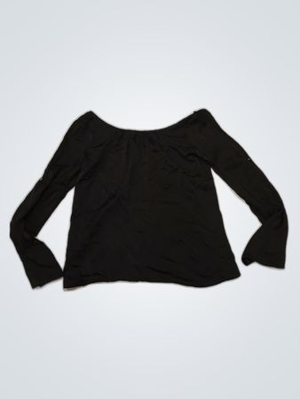 Black Off-The-Shoulder Long Sleeve Top