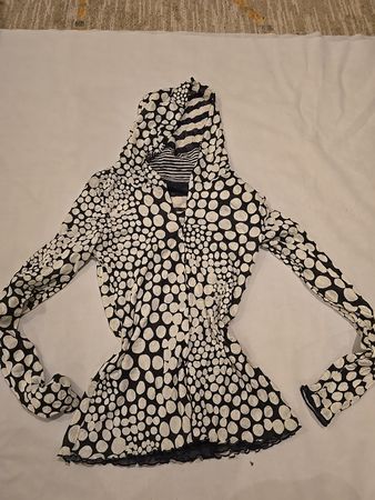 Black and White Polka Dot Hooded Top