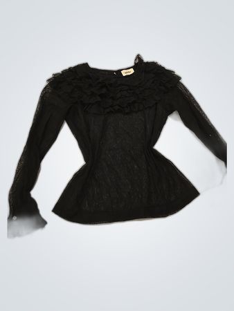 Polder Black Ruffle Blouse