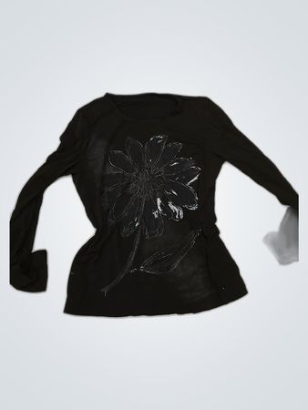 Black Floral Print Long Sleeve T-Shirt