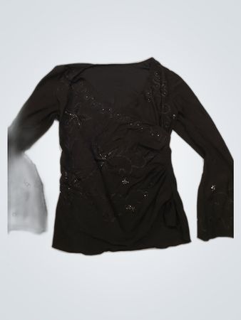 Black Long-Sleeve Blouse with Bell Sleeves