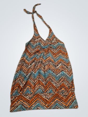 Unbranded Zigzag Pattern Halter Mini Dress