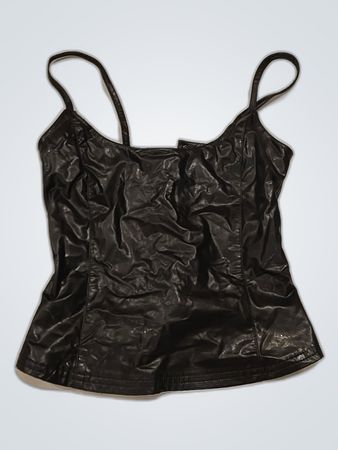 Des Anges Black Leather Bustier Top