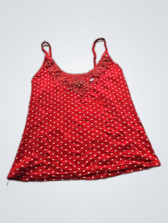H&M Red Polka Dot Lace Trim Camisole