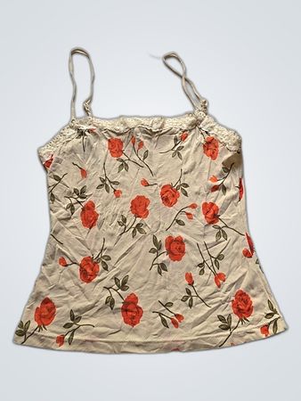 Floral Lace Trim Camisole Top