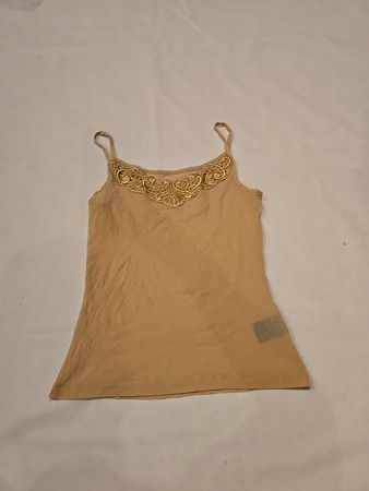 Beige Tank Top with Gold Trim