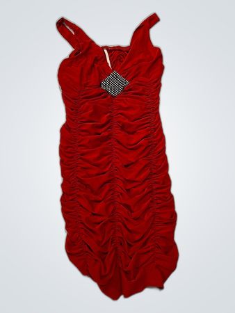 Red Pleated Mini Dress
