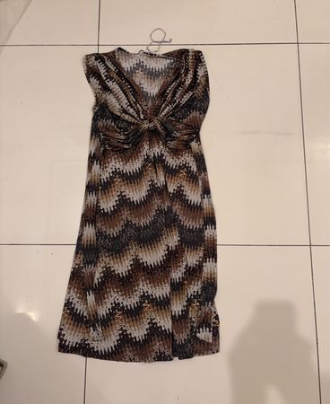 Brown and White Patterned Dress