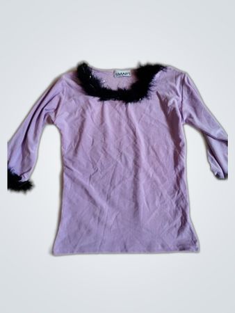 SMART Purple Long Sleeve Top with Black Fur Trim