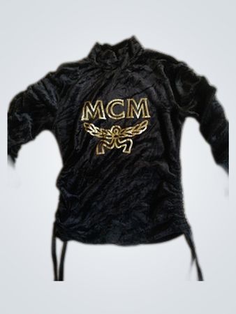 MCM Black Velour Turtleneck Top