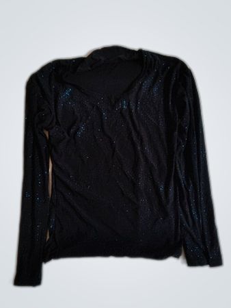 Black Sequined Long-Sleeve Top