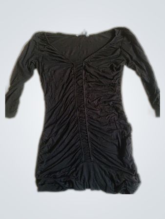 Clockhouse Black Ruched V-Neck Mini Dress