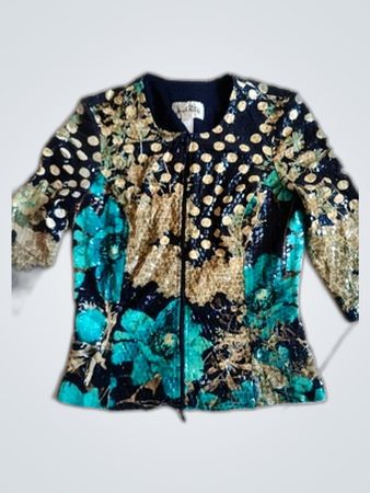 Joseph Ribkoff Sequined Printed Blouse