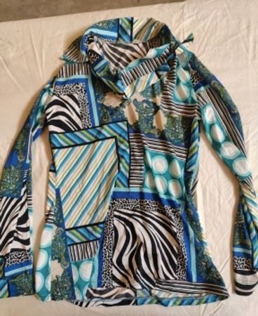 Long Sleeve Hooded Top with Animal Print and Stripes