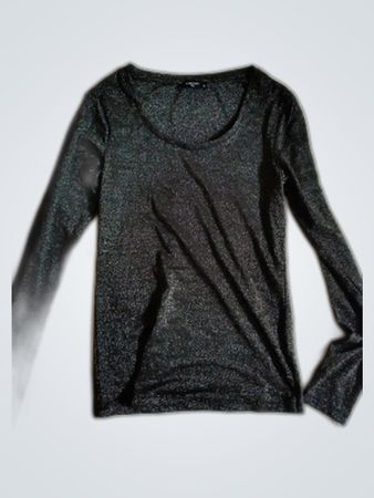 Reserved Black Sequin Long-Sleeve Blouse