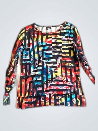 Miss Sixty Multicolored Geometric Print Long Sleeve Sweater
