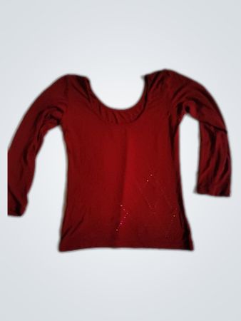 Babar Red Long Sleeve Scoop Neck Top