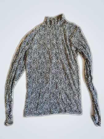 Black Polka Dot Turtleneck Knit Top