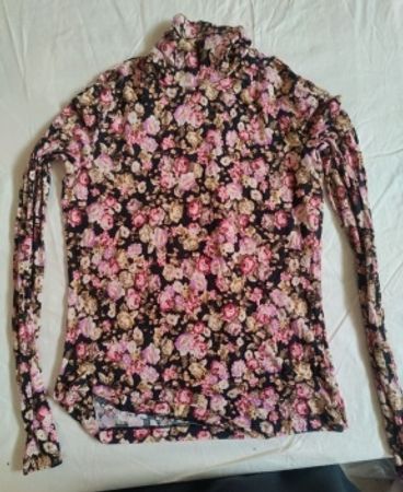 Floral Print Turtleneck Sweater