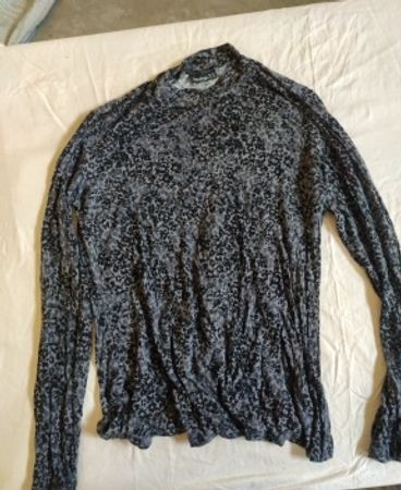 Janina Grey Leopard Print Mock Neck Sweater