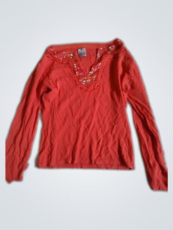 NR.24 via Rossini Red Sequined Long-Sleeve Blouse