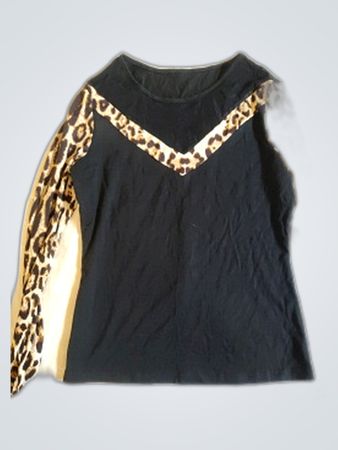 Black Long Sleeve Leopard Print Top
