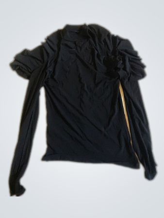 Black Long-Sleeve Top with Ruffled Sleeves