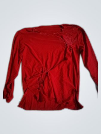 Red Long-Sleeve Blouse