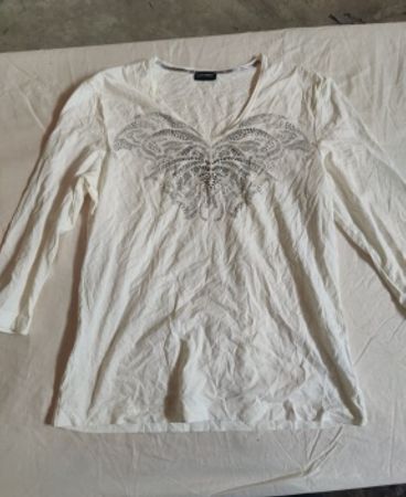 Gerry Weber Edition Long Sleeve White Top with Butterfly Design
