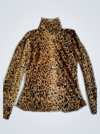 Leopard Print Turtleneck Sweater Size M