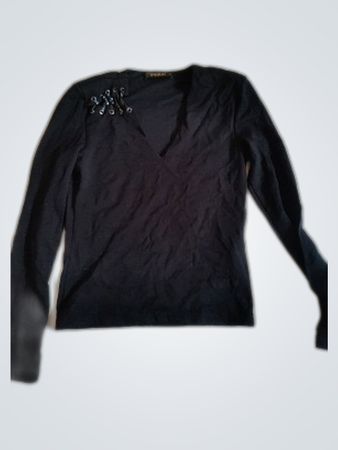 Supertrash Black V-Neck Knit Sweater
