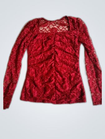 Red Lace Long Sleeve Top