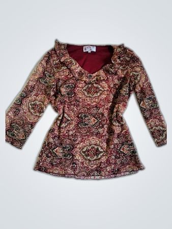 Affinités Printed Ruffle Blouse