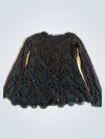 TAIFUFUN Black Lace Sheer Blouse