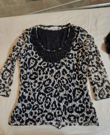Candai Leopard Print Beaded Blouse