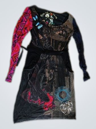 Desigual Graphic Print Long Sleeve Mini Dress