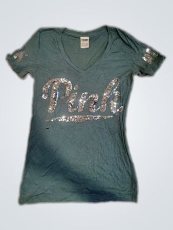PINK V-Neck Graphic T-Shirt