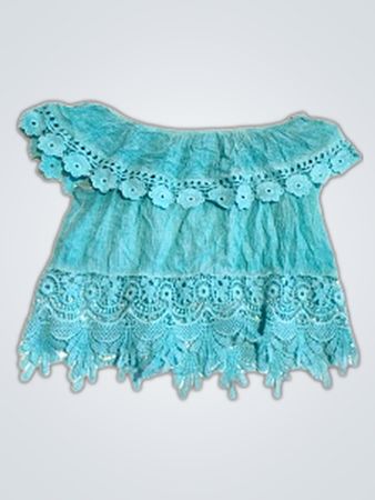 Turquoise Off-Shoulder Lace Blouse