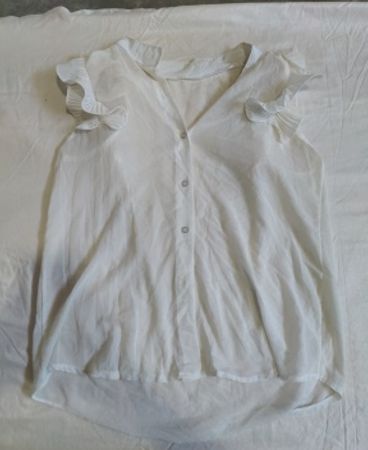 White Ruffle Sleeve Blouse