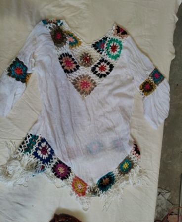 White Crochet Trim Top